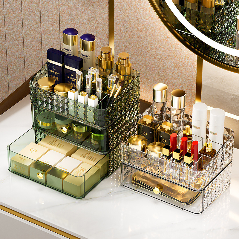 Luxury High End Skincare - Cosmetica-opbergdoos met diamantpatroon, hoogwaardige uitstraling, grote