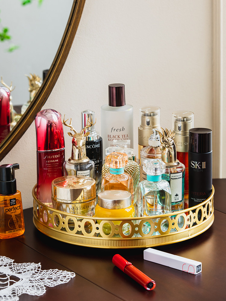 Luxury High End Skincare - Luxe spiegel van messing, draaibaar, met