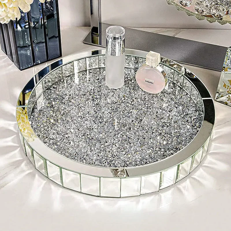 Luxury Skincare Aesthetic - Luxe Diamond Inlay Glazen Opbergbakken Decoratieve