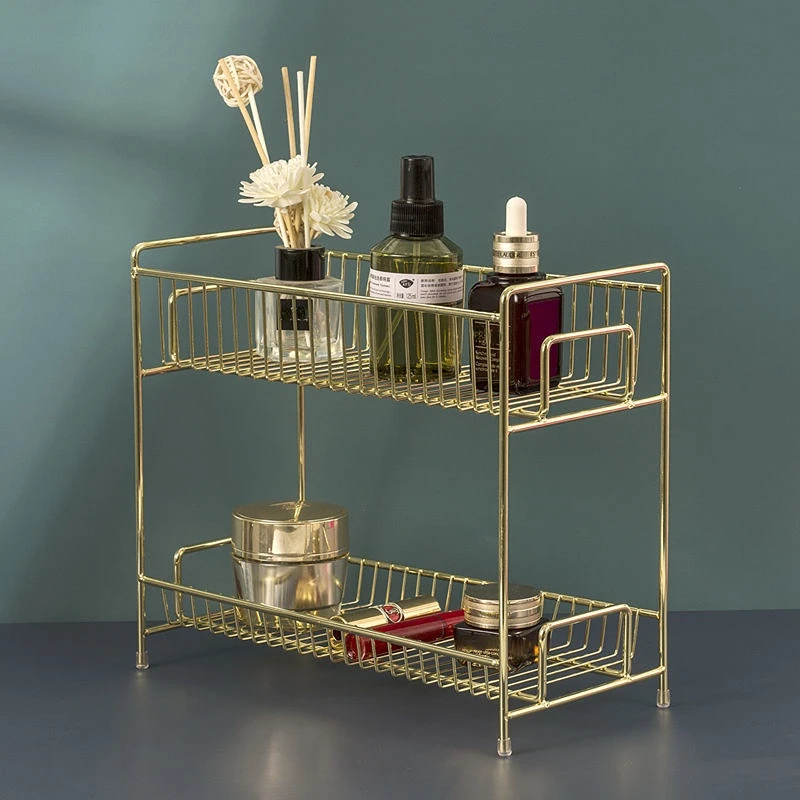 Luxury Skincare Organizer - Luxe metalen gouden cosmetica-opbergrek, desktop-opbergdoos, huidverzorging,